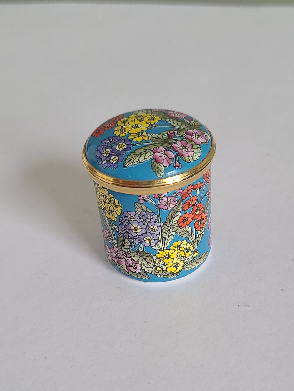 Vintage Halcyon Days England Collectible Miniature Floral Enamel Trinket Box